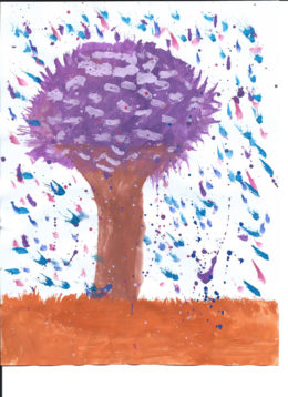 Baum gemalt von einem geflüchteten Mädchen